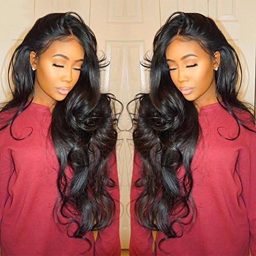 Pre Plucked 360 Lace Frontal Wig with Baby Hair Glueless 360 Full Lace Wig Body Wave 360 Lace Front Wig Human Hair for Black Women Natural Hairline 130% Density 1B Natural Black 18'' / 18inch