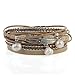 GelConnie Wrap Leather Bracelets for Women Feather Boho Bracelets Pearl Stacked Bracelet Multi-Layer Bracelets Leather Cuff Bracelet for Women, Big Sister, Mom