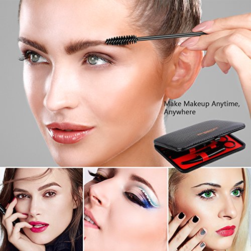 SENXILLER Eyebrow Kit Razor Pencil Brush Stencil Scissors Tweezers Grooming Kit with Mirror for Men and Women (Dark Brown Eyebrow Pencil)
