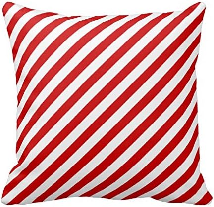 Red White Candy Cane Striped Christmas Throw Pillow Case