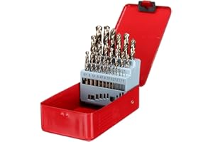 LudoPam Cobalt Metric Drill Bit Set(1mm-13mm/25pcs), M35 Jobber Length Twist Drill Bits,Straight Shank for for Hardened Metal