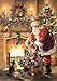 Santa by Fireplace Garden Flag Christmas Tree Stockings Santa Claus 12.5