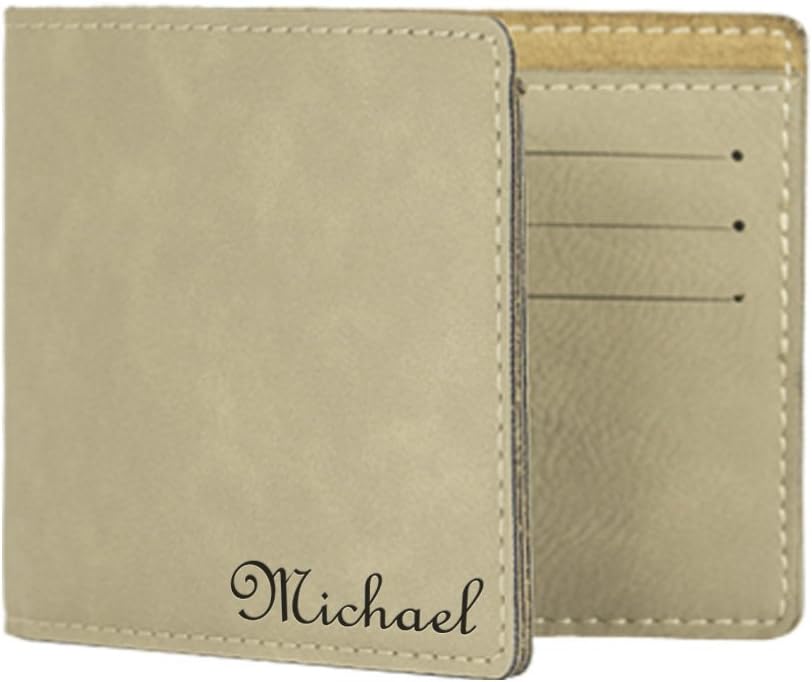 Engraved Men's Vegan Leather Wallet, Personalized Wallets for Men - Fathers Day Gift for Dad, F20