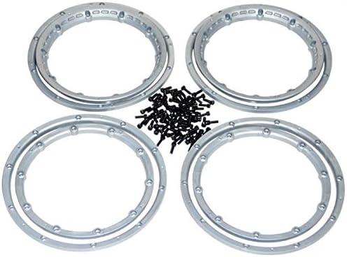 HPI Baja 5b SS SILVER FRONT &amp; REAR INNER &amp; OUTER WHEEL BEADLOCKS &amp; SCREWS