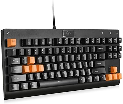 Easterntimes 87 Keys Mechanical Keyboard, Anti-Ghosting Mechanical Gaming Keyboard with Blue Switches, 9 DIY Key Caps Covers