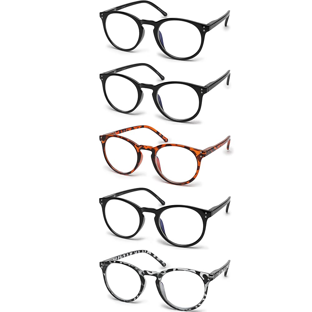 Vecien Blue Light Blocking Reading Glasses 5-Pack Matte Finish Readers, Spring Hinges Pattern Design for Men & Women ! (+3.5 Magnification) — image 1