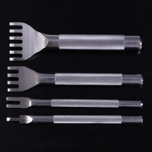 Leather Craft Tools 4Pcs Stainless Steel Prong Flat Chisel Hole Punch Tool Kit DIY by Pinfect