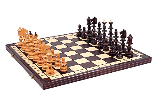 The Alcazar Chess Set an Unique Hand Crafted Wood Chess Pieces with a 5 inch King, 22.8 inch Wooden Chess Board that Folds for Chess Piece Storage - Thumbnail 7
