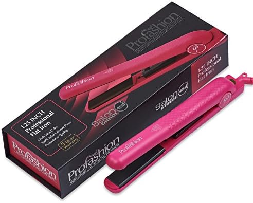 Profashion Flat Iron, Curling Hair Straightener, Ceramic 1.25", Best Steam Infared Heat, Adjustable, Dual Voltage, 450 Degrees, (Pink)