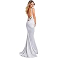 SoDigne Mermaid Satin Bridesmaid Dresses for Women Backless Long Prom Dress Spaghetti Straps Formal Evening Gown
