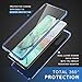 Huawei P30 Plus Case, ZHIKE Magnetic Metal Frame Front and Back Tempered Glass Full Screen Coverage One-Piece Design Flip Cover [Support Wireless Charging](Clear Blue)