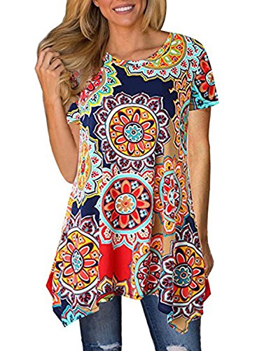 Printed Split Neck Short Sleeve Blouse