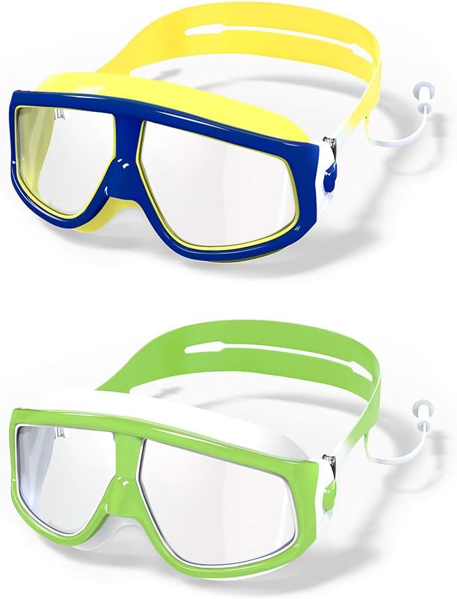 Kids Swim Goggles Pack of 2,for Children and Early Teens,Boys and Girls from 5 to 15 Years Old,UV Protection