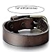COOLSTEELANDBEYOND Minimalist Mens Leather Bangle Bracelet Brown Genuine Leather Wristband with Buckle