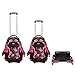 Fellibay Rolling Backpack Kids Backpack 3 Wheels Kids Trolley Schoolbag Girls Backpack(Black)