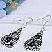 YAZILIND Vintage Black Round Teardrop Embossed Dangle Drop Hook Earrings