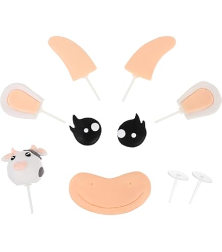 2 Sets Cow Cake Decorations - Cute Polymer Clay Farm Animal Toppers For Birthday Parties