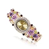 Outsta for Girls Gift Present Women Round Full Diamond Bracelet Watch Analog Quartz Movement Wrist Watch (Purple)