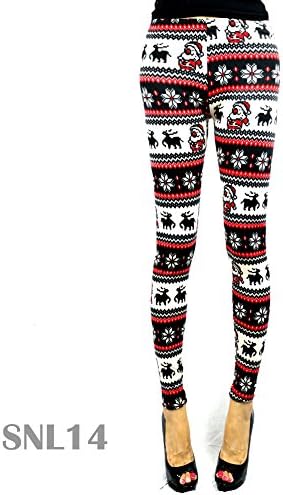 The Elixir Women's Winter Warm Knitted Leggings Tight Pants Snowflakes Reindeer Print