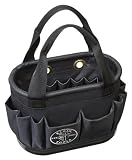 Klein Tools 5144BHB14OS Tool Bucket, Oval Lineman Bucket with Hard-Body Construction, 29 Pockets, and Drain Holes, Equipped for Aerial Use,Black