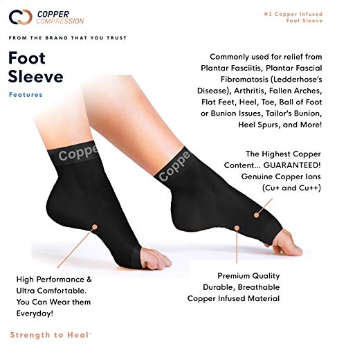 Copper Compression Recovery Foot Sleeves - Ankle and Plantar Fasciitis ...