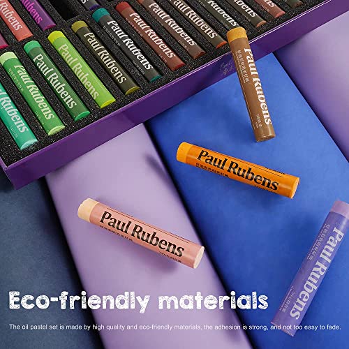 Paul Rubens Oil Pastels 50 Colors Kit with Drawing Papers, Artist Soft