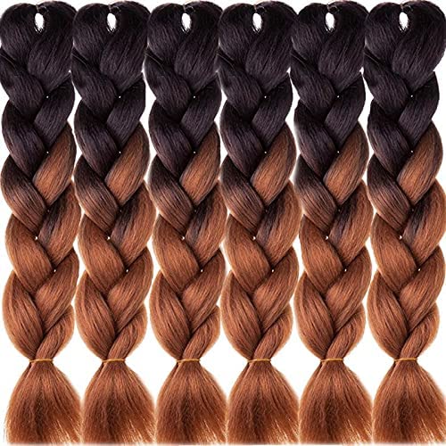 Jumbo Braiding Hair Extensions Long 24Inch Jumbo Braids Ombre Brwon Synthetic 100g/pc(6pcs/pack, 4)
