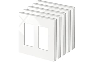 BESTTEN 5 Pack of 2-Gang Decorator Screwless Wall Plate, USWP4 Gloss White Series Decor Outlet Cover, 11.91cm x 12.01cm, for 