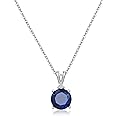 Sapphire Necklace 925 Sterling Silver Dainty Round Birthstone 18 Inch Blue Pendant Necklace for Women