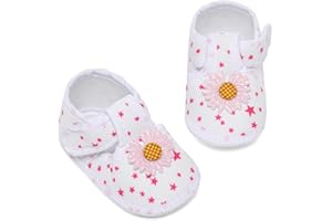 Khocadw Baby Girl Dress Shoes,Infant Toddler First Walking Mary Jane Flats with Bowknot Non-Slip Soft Sole Wedding Princess