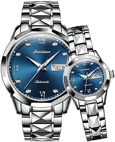 Couple Matching Watches Mechanical Automatic Luxury Classic Watches Stainless Steel 3ATM Waterproof Luminous Wrist Watch for Her and His Set of 2