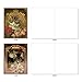 M6638OCB Feline Frames: 10 Assorted Blank All-Occasion Note Cards Featuring Vintage Cats Posing in Victorian Style Gilded Frames covered by Colorful Flowers, w/White Envelopes.