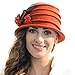 Retro Women Floral Trimmed Wool Blend Cloche Winter Hat