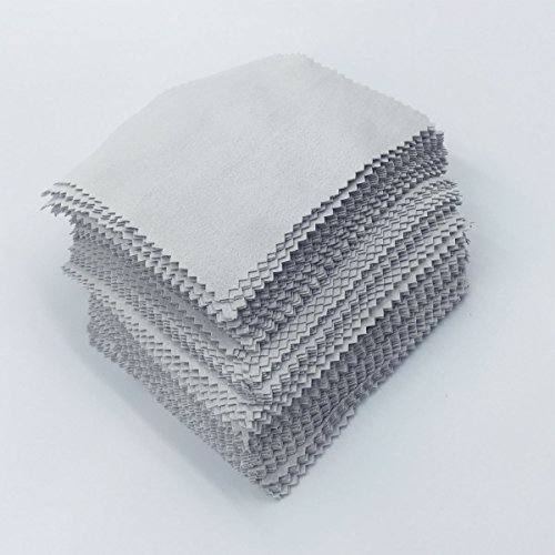 Lantee 100 Pcs Jewelry Cleaning Cloth Polishing Cloth for Sterling Silver Gold Platinum (Grey, 10cmx10cm)