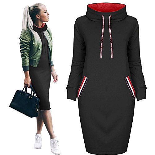 BEAUTYVAN Mini Dress for Women 2017 Beautiful Design Women Casual Winter Shirt Long Sleeve Mini Dress (M, Black)