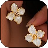 Gold Flower Stud Earrings for Women Geometric Petal Earrings Spring Summer Dresses Rural Vacation Earrings Statement Jewelry