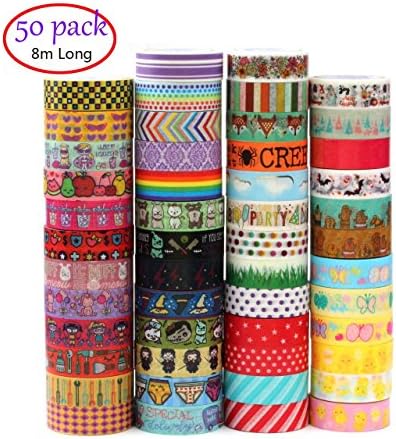 Washi Masking Tape, Set of 50 Rolls,Decorative Washi Masking Tape Set for DIY Crafts and Gift Wrapping (50 Rolls)