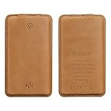 8000mAh Cell Phone Power Bank Portable USB Charger, Icarercase Universal Compact Genuine Leather Surface Leather External Battery for iPhone, iPad, Android and Other Smart Devices（Brown）
