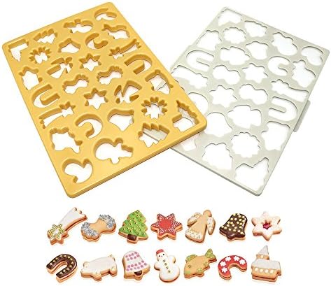 QAAQS Cookie Cutters Shapes, Plastic Buscuit Cutting Mold Sheet, Cuts 28 Cookies at Once
