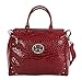 Kathy Van Zeeland Croco PVC Designer Handbag - 16 Inch Dowel Bag Carry On Luggage - Lightweight Durable Travel Overnight Work Purse for Women (Burgendy)
