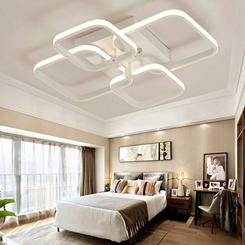 Warmiehomy Modern LED Ceiling Lights Dimmable, Chandelier Ceiling Lights with Remote Control,40W,3000-6500K,Flush Mount Light Fixture for Living Room, Bedroom, Kitchen(White)