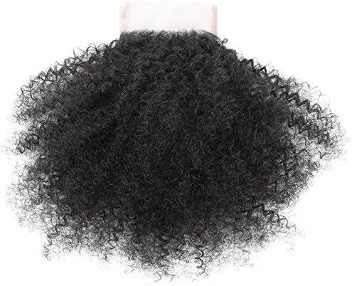 Afro Kinkys Curly 4"x4" Free Part Lace Closure Mongolian Virgin Human Hair Pre Plucked Natural Hairline 4B 4C Natural Color 16 Inch