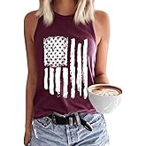 PUCKOLITY American Flag Patriotic Tank Tops for Women 4th of July Shirt USA Flag Stars Stripes Graphic Tank Tops Summer Tee