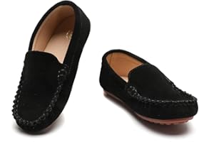 DADAWEN Toddler Little Kid Boys Girls Soft Suede Leather Slip On Flat Boat Dress Shoes Wedding Church Oxford Shoes Loafers