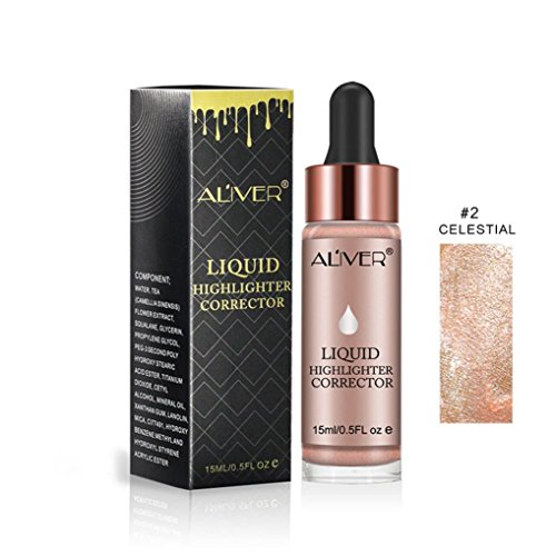Women High Light Liquid Drop, Lotus.flower 6 Colors Highlighter Make Up Concealer Shimmer Face Glow Cream (B)