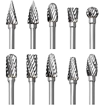 Kit De 10 Fresas De Carburo De Tungsteno Para Herramienta Giratoria - Doble Filo, Mango 1/8", Para Tallar Madera Y Metal