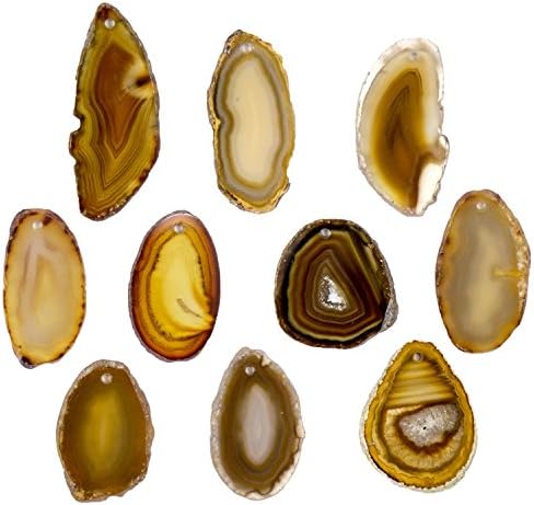 Crystal Allies Gallery: Set of 10 Assorted 2.5" to 3" Natural &amp; Dyed Agate Druzy Thin Pendant Slices w/ 2mm Drilled Hole - Choose Your Variation