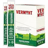 Vermont Smoke & Cure Meat Sticks, Beef & Pork, Antibiotic Free, Gluten Free, Cracked Pepper, 1oz Stick, 24 Count