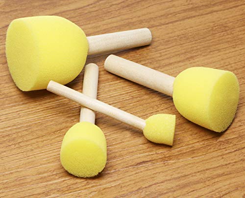 image for Penta Angel Yellow Foam Paint Sponge 10Pcs Assorted Size Wood Handle P