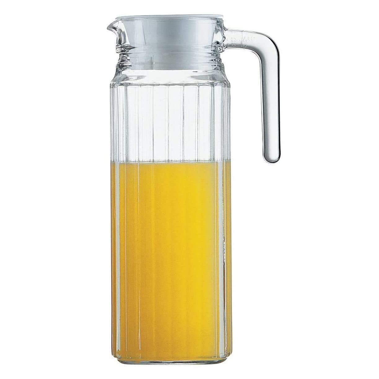STERUN Glassy Transparent Fridge Water Fruit Juices Liquors Jug with Lid 1.1L Capacity